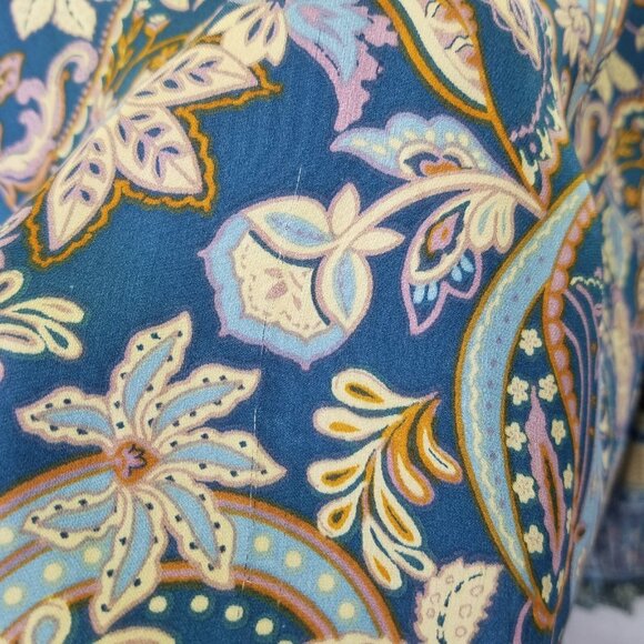 Current Air Blouse Women XS Long Sleeve Boho Paisley Satin Colorful Anthropologi - Picture 10 of 16
